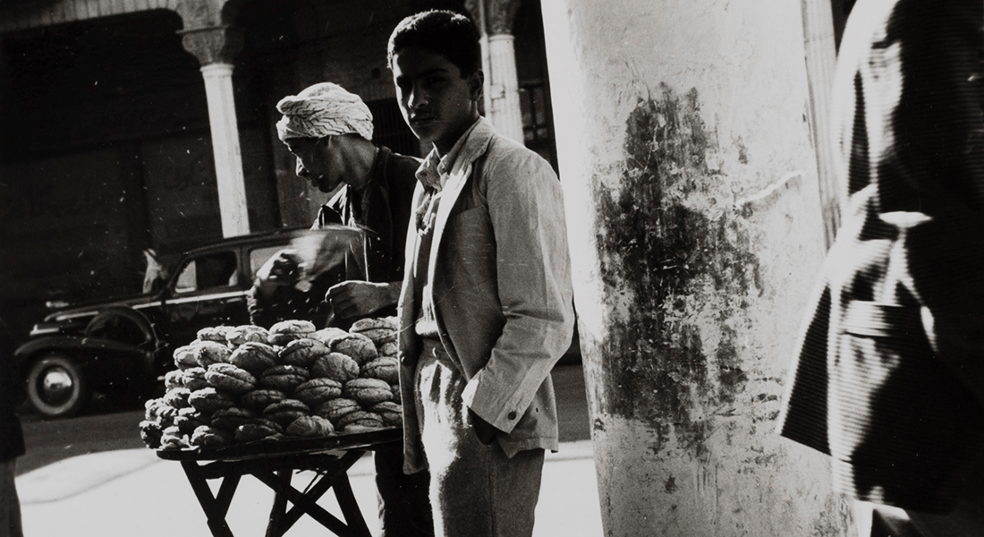 Two men at street stall